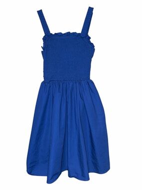 Blue Smocked Strap Kids Dress